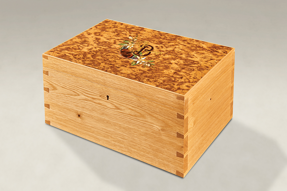 Distinguish Your Burr Tiger Oak Dovetail Memory Boxes - Large